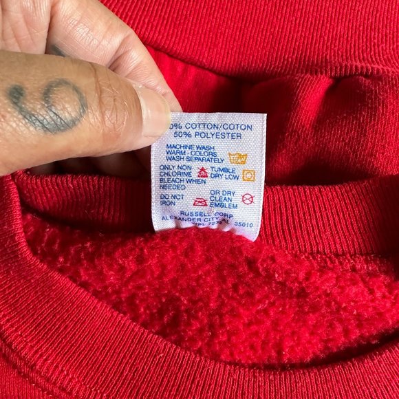 Vintage 90s JERZEES Made in the USA Blank SWEATSHIRT Red 50/50 xl - Picture 3 of 7